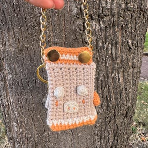 Chaveiro de caixa de leite de vaca de crochê, bolsa, porta-moedas de crochê, chaveiro de caixa de leite, chaveiro kawaii, acessório de bolsa