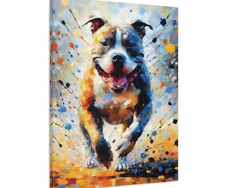 American Bully Canvas Print, Dog Lover Gift, Pet Portrait Wall Art
