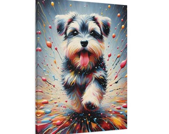 Mini Schnauzer Canvas Print, Colorful Dog Lover Home Decor