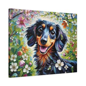 Gift for Dachshund Moms, Canvas Print, Dachshund Wall Art, Dog Lover Gift, Dog Portrait, Home Decor