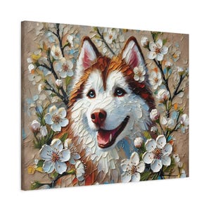 Gift for Siberian Husky Owner, Canvas Print, Brown Husky Wall Art, Dog Portrait, Home Decor