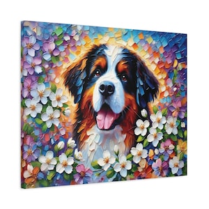 Gift for St. Bernard Moms, Canvas Print, St Bernard Wall Art, Home Decor, Dog Lover Gift, Dog Portrait