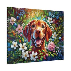 Geschenk für Vizsla Besitzer, Leinwanddruck, Ungarischer Vizsla Hund Kunstwerk, Vizsla Wandkunst, Haustier Porträt Geschenk, Hunde Porträt