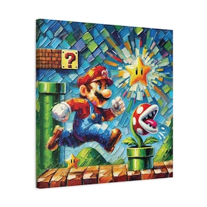 Super Mario, Canvas Print, Mario World Wall Art, Home Decor, Gift for Mario Fans, Gaming Room Decor, Gift for Gamers or someone Special