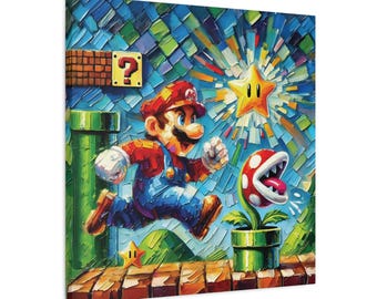 Super Mario, Canvas Print, Mario World Wall Art, Home Decor, Gift for Mario Fans, Gaming Room Decor, Gift for Gamers or someone Special