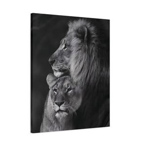 Lion Couple Wall Art, Canvas Print, Romantic Anniversary Gift, Lion and Lioness, Home Decor