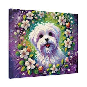 Gift for Maltese Moms, Canvas Print, Maltese Dog Wall Art, Home Decor, Pet Lover, Dog Owner Present, Puppy Portrait