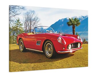 1961 Ferrari 250 GT California Spyder, Red Rosso Corsa, Canvas Print, Classic Car Poster