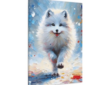 Arctic fox Canvas Print | Portrait of arctic fox | Perfect Wall Art for fox Lovers | Arctic fox Painting | Home decor