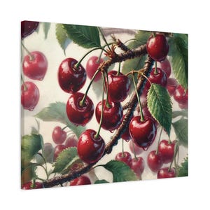 Gift for Cherry Lovers, Canvas Print, Cherry Design, Home Decor, Kitchen Decor, Fruit Art, Kitchen Wall Art