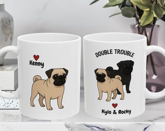 Personalized Pug Coffee Mug, Pug Owner Gift