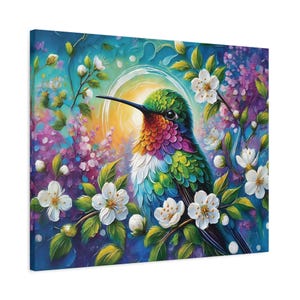Hummingbird, Canvas Print, Hummingbird Wall Art, Bird Lover Gift, Home Decor, Wildlife Painting, Bird Lover Present