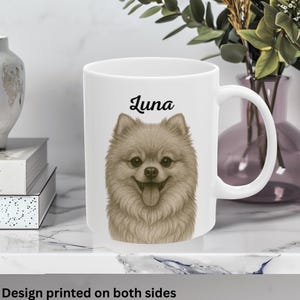 Taza de cerámica de Pomerania, taza personalizada para perro, regalo para dueño de Pomerania, nombre personalizado en la taza, taza de café
