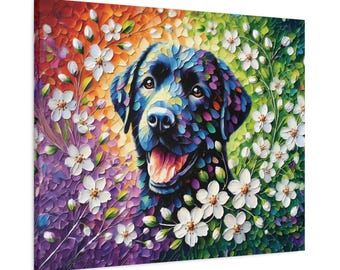 Regalo per proprietario di Labrador nero, tela da parete, decorazione murale di Labrador nero, regalo per amanti dei cani, ritratto di cane, arredamento per la casa