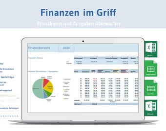 Excel template household book, household planner, financial plan, budget planner, control income and expenses, monthly budget