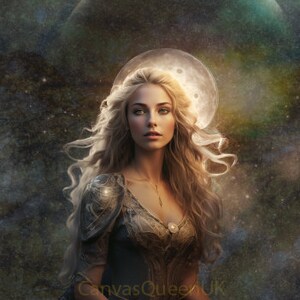Hermosa impresión de la Diosa Galesa Arianrhod, Asociada con la fertilidad, la luna, las estrellas, cuento del Mabinogion.- A3, A4, tarjeta de felicitación