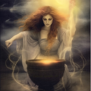 Hermosa impresión de la diosa galesa Ceridwen, diosa de la sabiduría, la magia y el caldero de la inspiración - A3, A4 o tarjeta de felicitación