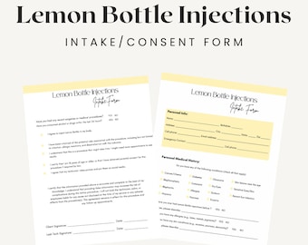 Lemon Bottle Fat Dissolving Consent forms & Intake forms, Editable client consultation Canva, Lemon Bottle Treatment Forms, Client Waiver