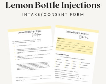 Lemon Bottle Fat Dissolving Intake Forms, Client Consultation (PDF)