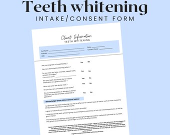 Teeth Whitening Intake Consent Form Template (PDF)