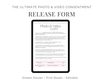 Photo And Video Release Form, Salon Photo And Video Release Form, Esthetician Photo Release Form, Makeup Photo Release Form, content form