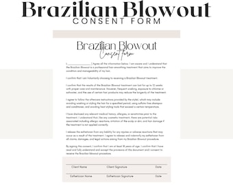 Brazilian Blowout Consent Form, Hair Treatment Consultation (PDF)