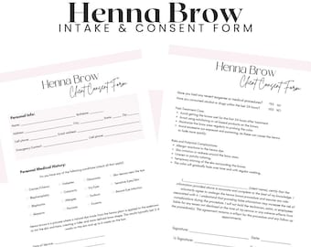 Henna Brow Client Intake Consent Form, Editable Template (PDF)