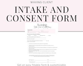 Waxing Client Intake Consent Form, Esthetician Forms (PDF)