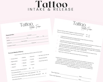 Tattoo Intake and Consent Form, Editable Template (PNG+PDF)