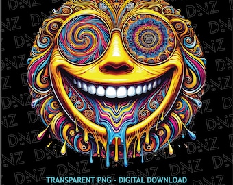 Trippy Grin Png, Psychedelic Grin Svg, Trippy Grin Shirt Print, Colorful Design, Psychedelic Art, Png For Sublimation, Printable Transparent