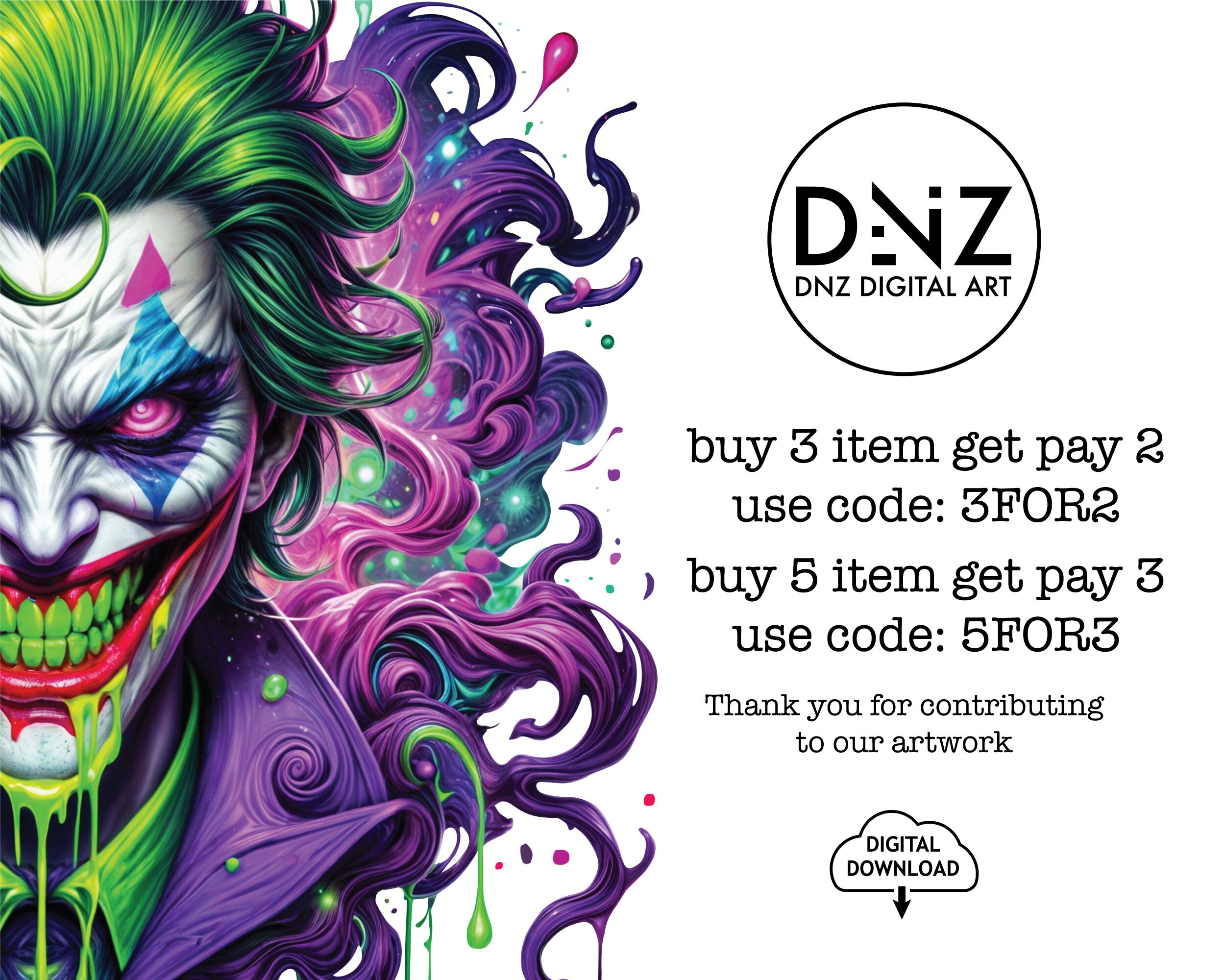 Trippy Joker Png, Psychedelic Joker Svg, Neon Colorful Design