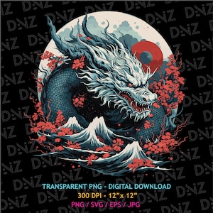 Chinese Dragon Png, Dragon Clipart, Dragon T-Shirt Design for Sublimation, Printable Png, Year of the Dragon, Monster Svg, Digital Download