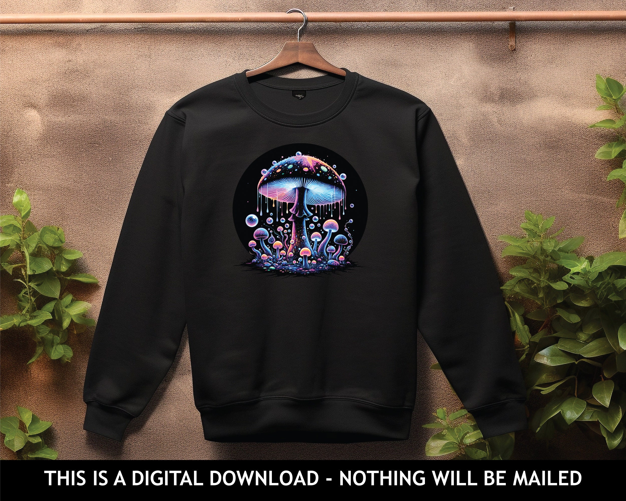 Magic Mushroom T-shirt Print, Night Mushrooms Png, Colorful Mushroom ...