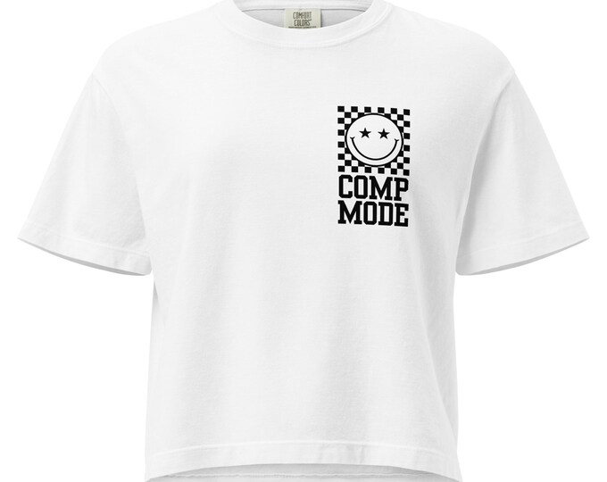 Women’s Lightning Checkerboard Heavyweight Boxy Tee Shirt – Y2K Competition Sports Graphic Tee