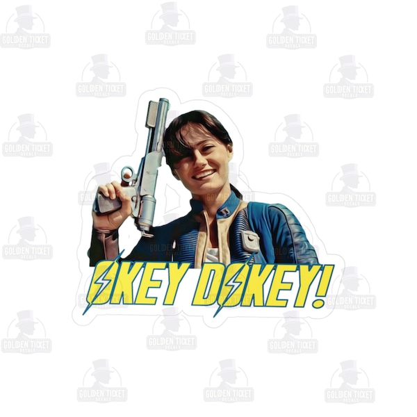 Okey Dokey Lucy Vault-Tec Fallout Sticker | Lucy Fallout Laptop, Water Bottle, Phone | Vinyl Sticker
