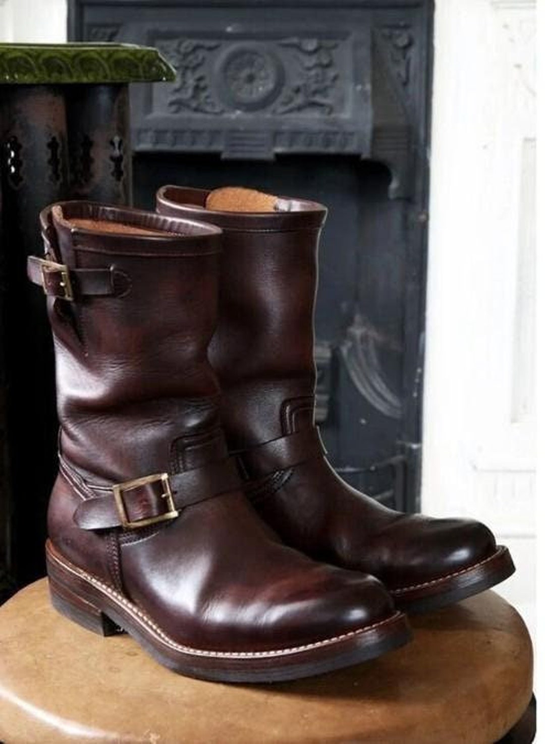 Handmade Brown Men Chelsea Leather Pull On Ankle Business Boot, Biker Boot main image 1