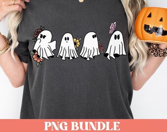 Cute Halloween Ghosts Png, Ghost with Florals Png, Vintage Ghost Png, Ghosts with Flowers PNG, Spooky Season PNG, Boujee ghost, Spooky Vibe