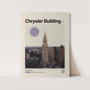 Chrysler Building Poster, minimalistisch, Helvetica, Mid-Century Modern, Chrysler Building Reisedruck, New York City
