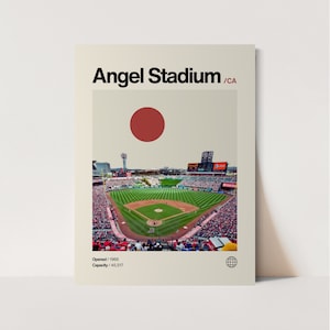 Angel Stadium Poster, Angels Poster, Minimalist, Helvetica, Mid-Century Modern, Baseball Art,  Baseball Stadium Poster, Anaheim Angels Art