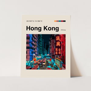 Hong Kong Poster, Minimalist, Helvetica, Mid-Century Modern, Hong Kong Travel Print, Hong Kong Wall Art, Hong Kong China Print, China Art
