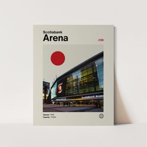 Póster del Scotiabank Arena, póster de los Raptors, minimalista, helvética, arte moderno de mediados de siglo, arte de baloncesto, NBA, Toronto Raptors, arte del Raptors Arena