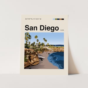 San Diego Poster, Minimalist, Helvetica, Mid-Century Modern, San Diego Travel Print, Surf Poster, Beach Wall Art, Beach House Art