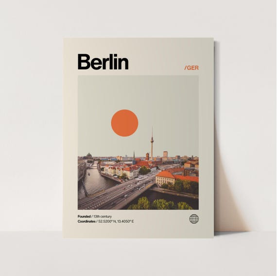 Berlin Poster, Minimalist, Helvetica, Mid-Century Modern, Berlin Travel Print, Germany Poster, Berlin Wall Art, Berlin Germany Print