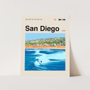 San Diego Poster, Minimalist, Helvetica, Mid-Century Modern, San Diego Travel Print, Surf Poster, Beach Wall Art, Beach House Art
