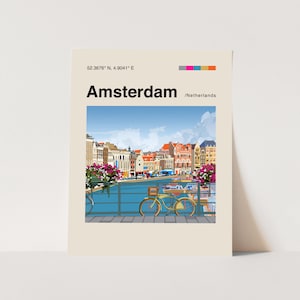 Amsterdam Poster, Minimalist, Helvetica, Mid-Century Modern, Amsterdam Travel Print, Amsterdam Wall Art, Amsterdam Print, Netherlands Art