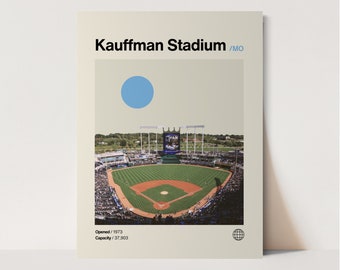 Kauffman Stadium Poster, Royals Poster, Minimalist, Helvetica, Mid-Century Modern, Baseball Art,  Baseball Stadium Poster, Kansas City Royal