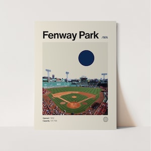 Fenway Park Poster, Redsox Poster, Minimalist, Helvetica, Mid-Century Modern, Baseball Art,  Baseball Stadium Poster, Boston Redsox Poster