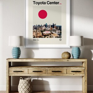 Toyota Center Poster, Rockets Poster, Minimalist, Helvetica, Mid-Century Modern, Basketball Art, NBA, Houston Rockets, Houston Rockets Print
