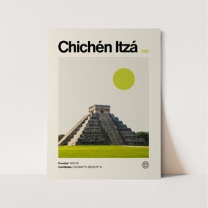 Chichen Itza Poster, Minimalist, Helvetica, Mid-Century Modern, Chichen Itza Travel Print, Chichen Itza Wall Art, Chichen Itza Art, Mexico
