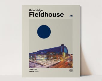 Gainbridge Fieldhouse Poster, Pacers Poster, Minimalist, Helvetica, Mid-Century Modern, Basketball Art,  NBA, Indianapolis Pacers, Indiana